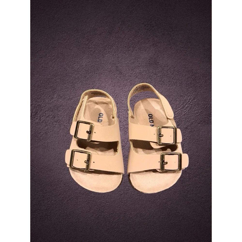 NWOT 2 Pair old Navy Baby Girl 0-3 MONTHS‎ Earth Sandals Pink Tan  Faux Leather